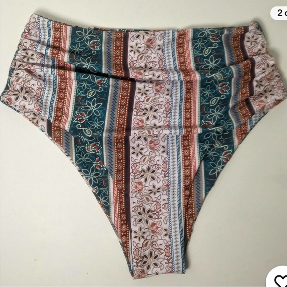 NWOT Zaful Women’s Large Bikini Bottom Hips high Waisted colorful Floral print - Picture 1 of 9